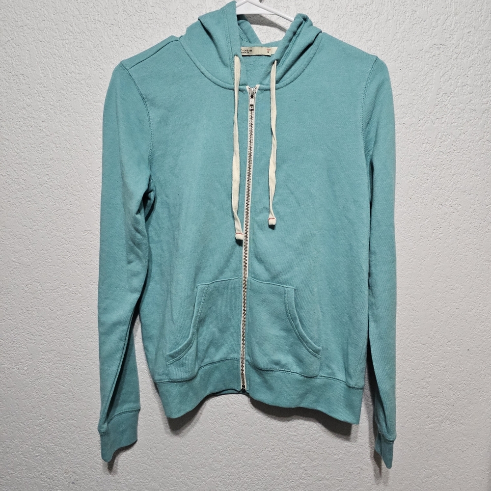 Abbot & Main Venice Beach Green Aqua Hoodie Zip Up Sweatshirt women's size S